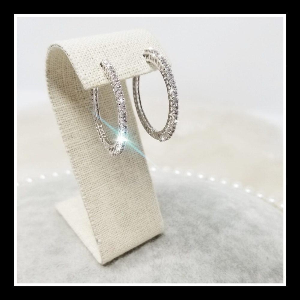 💎'2.5CTTW' TOP QUALITY DIAMOND (Lab) HOOPS💎 - Picture 5 of 5